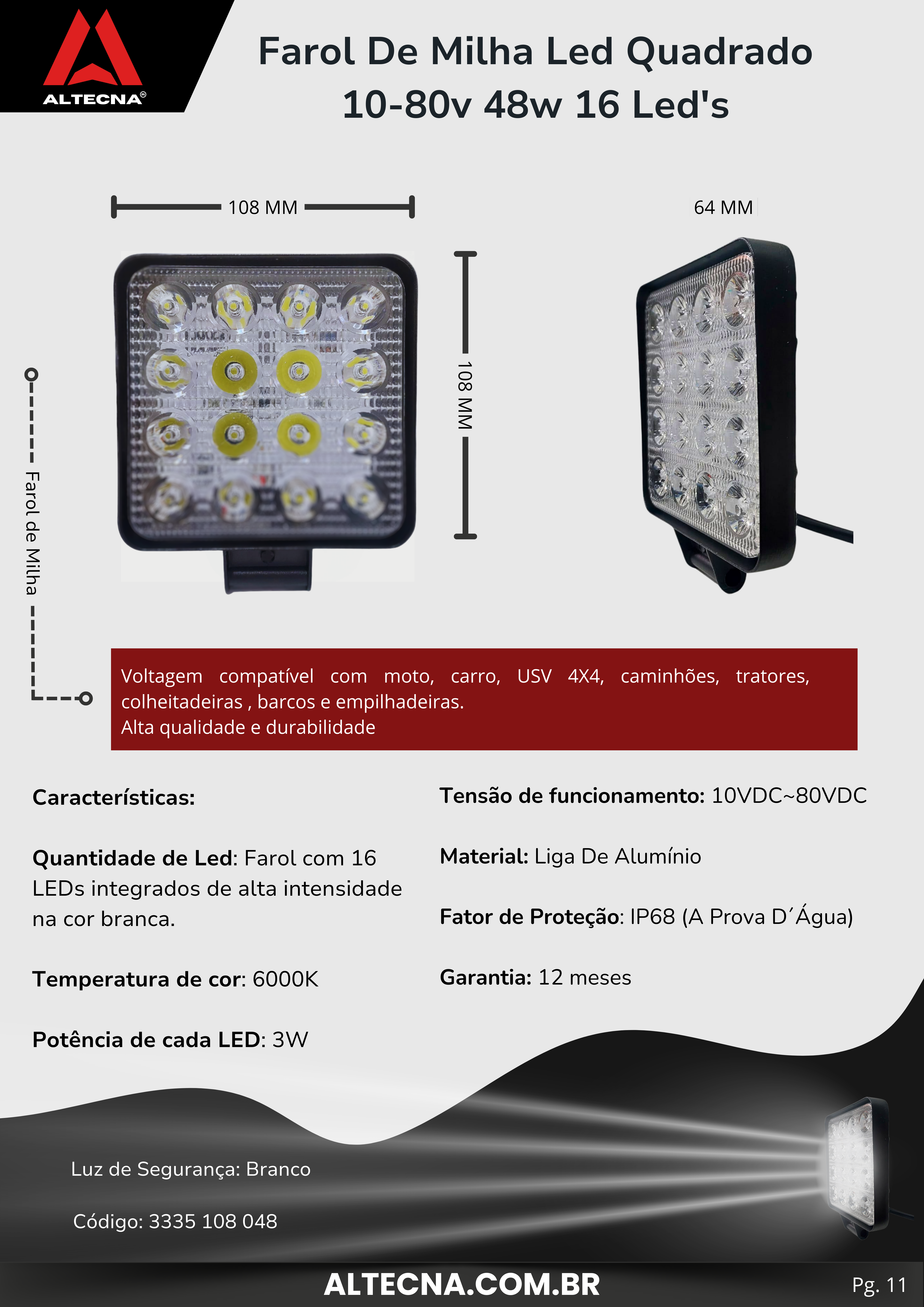 farol de Milha 14 Leds